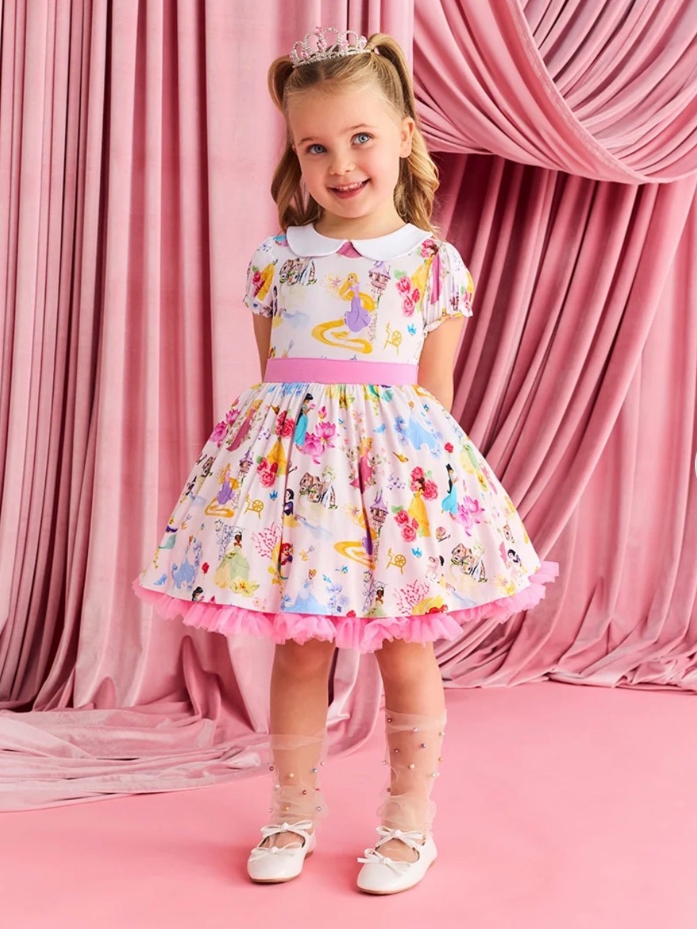 Posh Peanut Pink Princess Print Tutu Dress